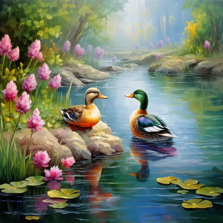 Diamond painting - Eenden in het meer