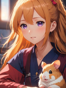Anime Meisje met Hamster