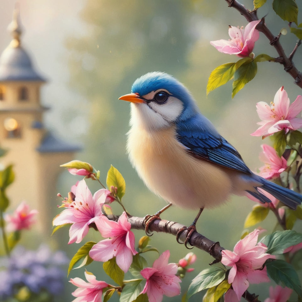 Diamond painting - Mooie blauwe vogel