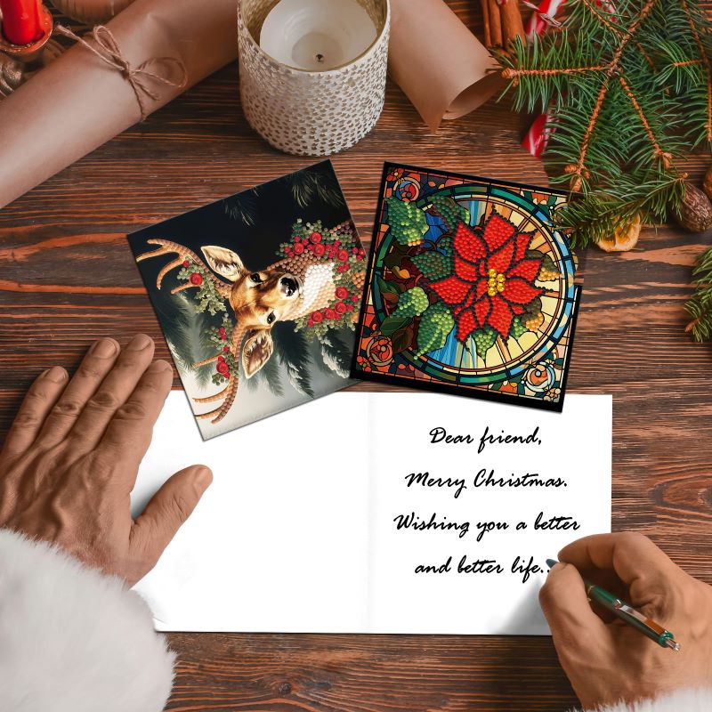 Set van 12 Luxe Kerstkaarten met Envelop - Gouden Reliëf - A6 Formaat Vouwkaarten Set van 12 Luxe Kerstkaarten met Envelop - Gouden Reliëf - A6 Formaat Vouwkaarten
