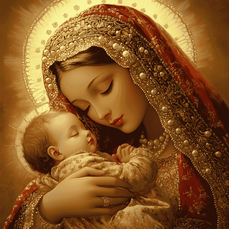 Diamond painting - Schijnende Maria