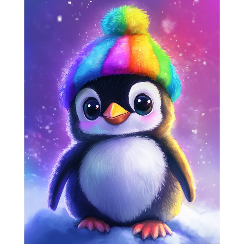 Diamond painting - Magische kleurrijke pinguïn