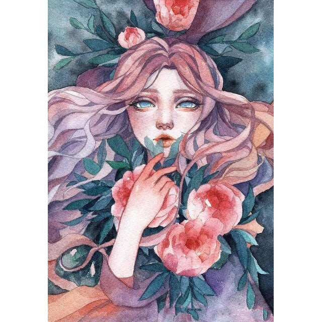 Diamond painting - Meisje - Bloemen