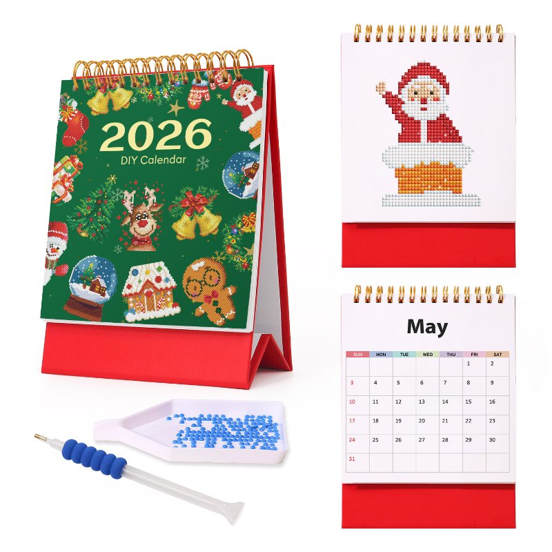 2026 Diamond Painting Bureaukalender - Kerst Editie