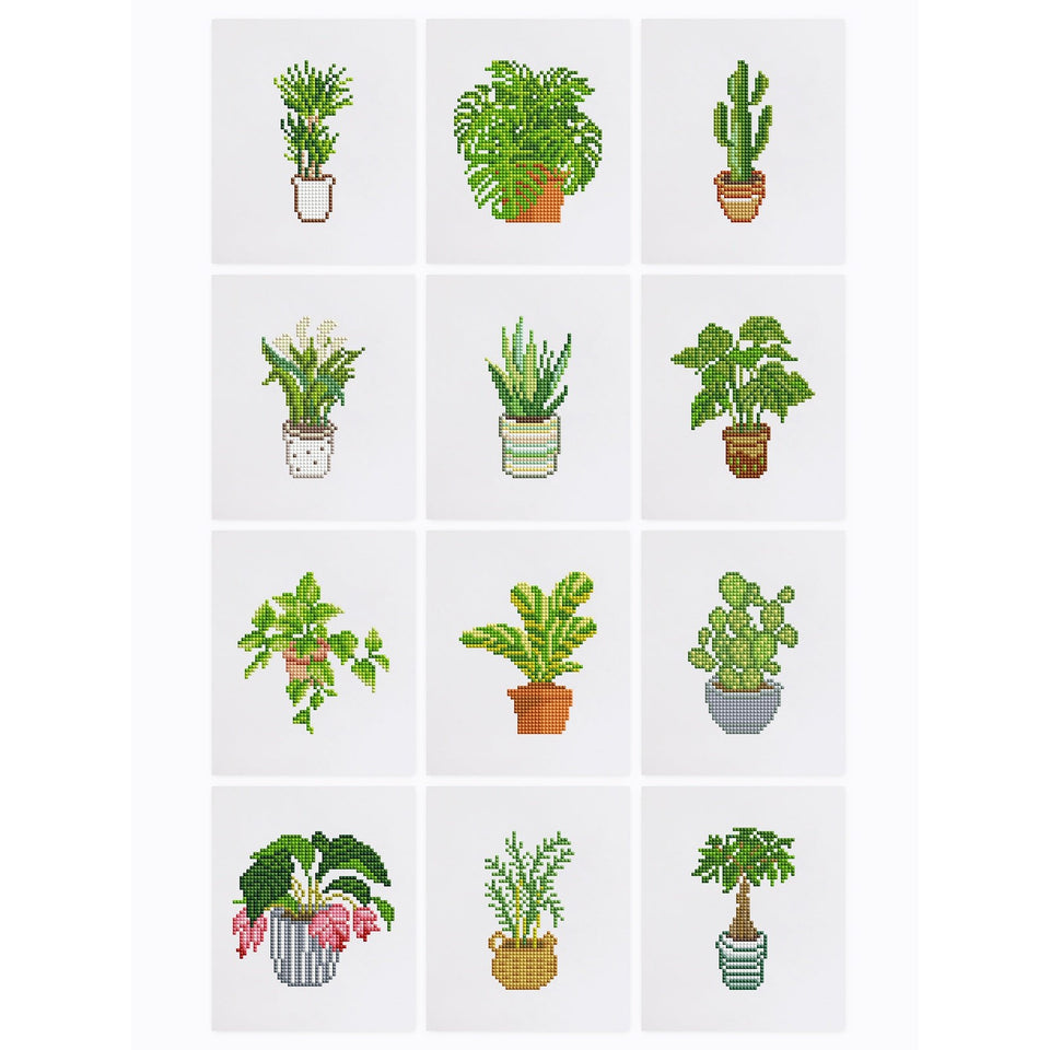 12 Mini Diamond Paintings - Kamerplanten set