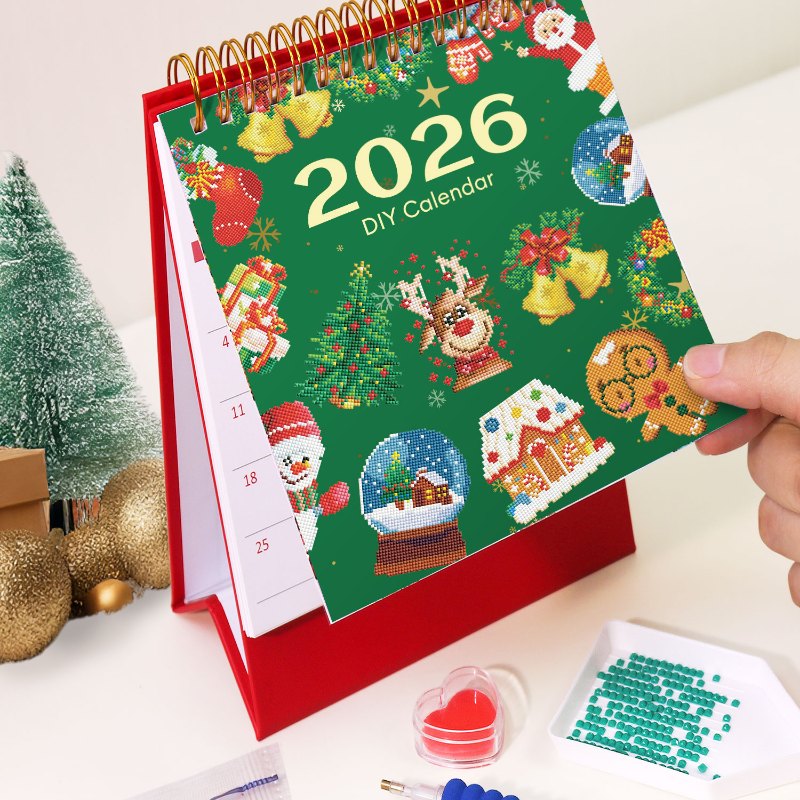 2026 Diamond Painting Bureaukalender - Kerst Editie