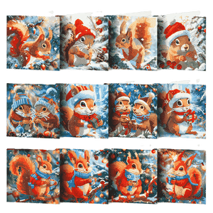 12 Kerstkaarten - Kerst Eekhoorn set