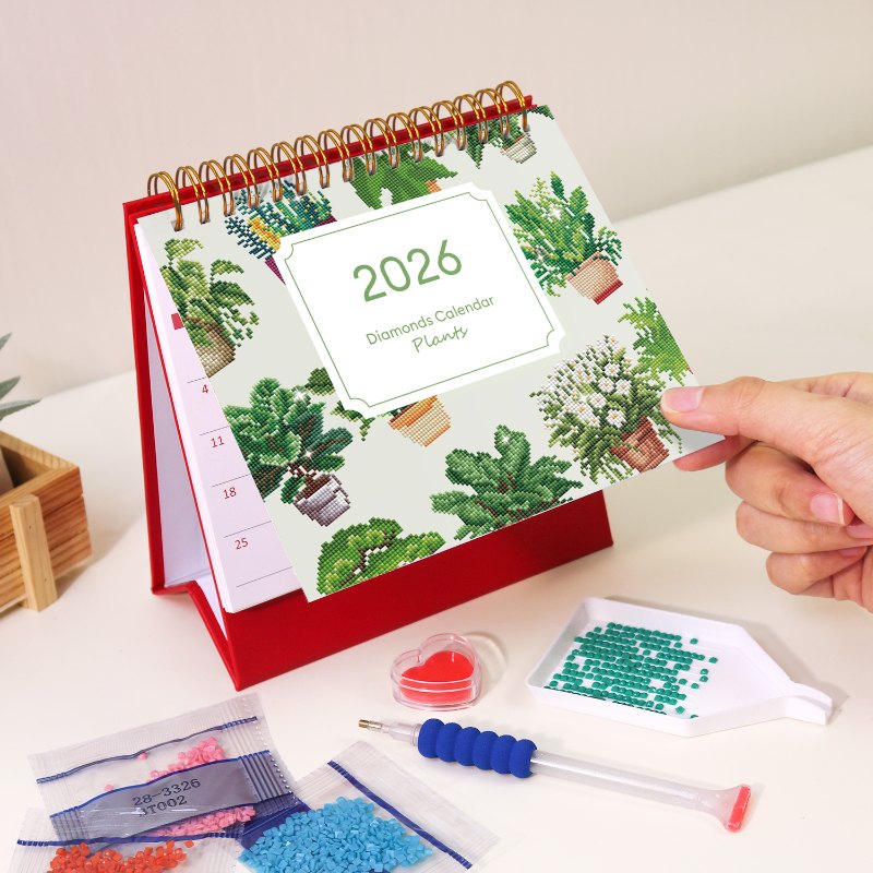 2026 Diamond Painting Bureaukalender - Planten Editie