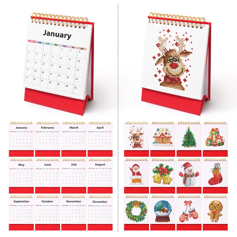 2026 Diamond Painting Bureaukalender - Kerst Editie