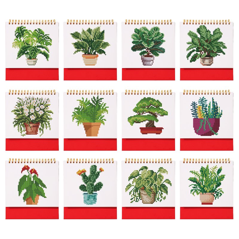 2026 Diamond Painting Bureaukalender - Planten Editie