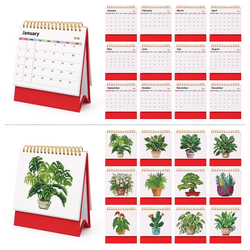 2026 Diamond Painting Bureaukalender - Planten Editie