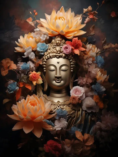 Buddha met bloemen