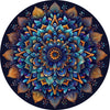 Ronde Canvas - Blauw Geel Oranje Mandala