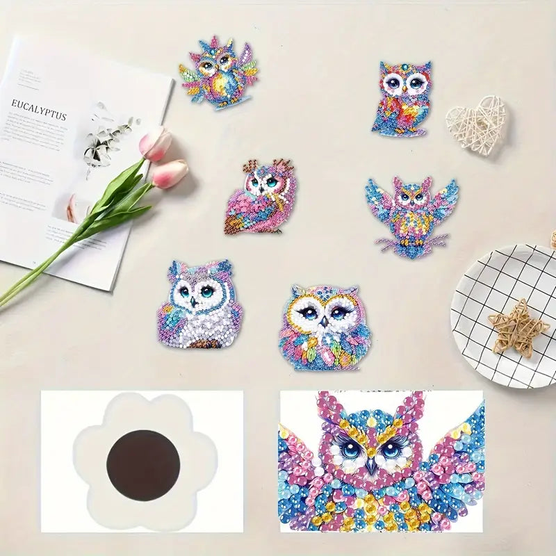Diamond Painting Magneten - Set van 6 uilen