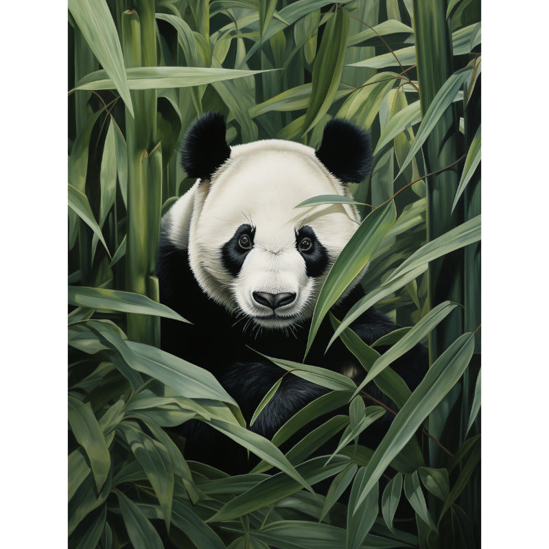 Panda verstopt zich achter bamboe