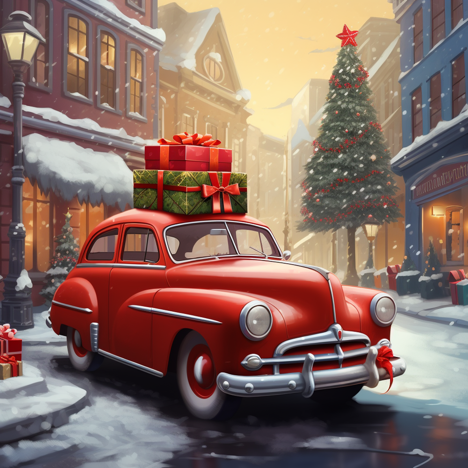 Kerstauto met cadeautjes