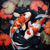 Koi en waterlelies