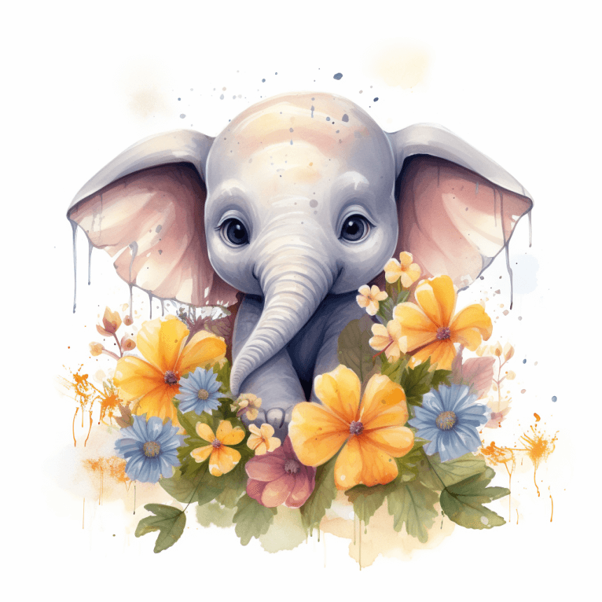 Olifant met bloemen