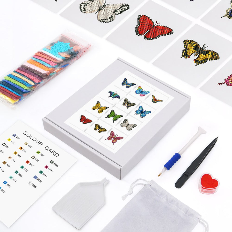 12 Mini Diamond Paintings - Vlinder Set 2.0