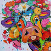 Vrolijk Schilderij - Koe Met Bloemen