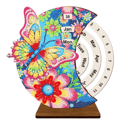 Diamond Painting Eeuwige Kalender | Vlinder & Bloemen