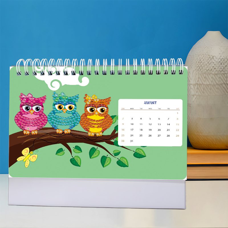 2026 Diamond Painting Bureaukalender - Uilen Editie