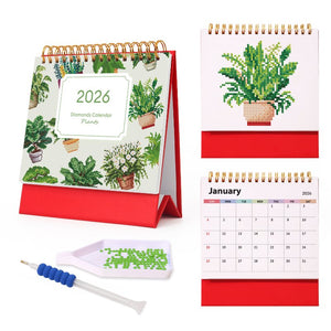 2026 Diamond Painting Bureaukalender - Planten Editie