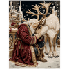 Kerstman en zijn Rendier - Premium Parel Diamond Painting - Diamond Painting