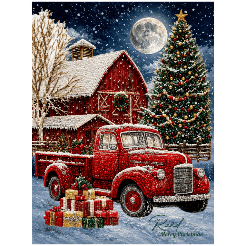 Kerst Boerderij - Premium Parel Diamond Painting - Diamond Painting