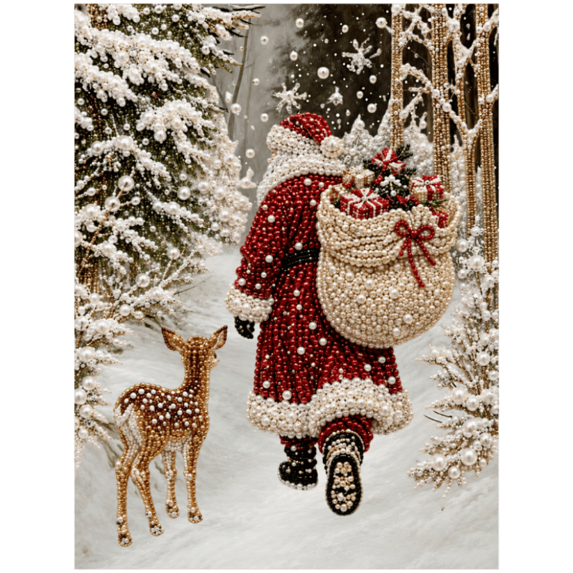 Kerstman & Hertje - Premium Parel Diamond Painting - Diamond Painting