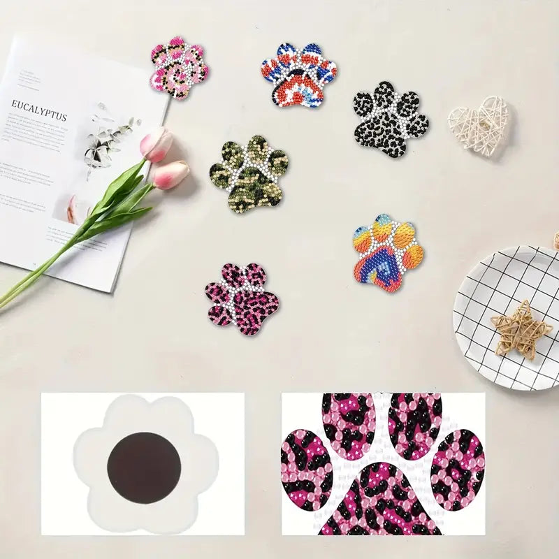 Diamond Painting Magneten - Set van 6 hondenpootjes