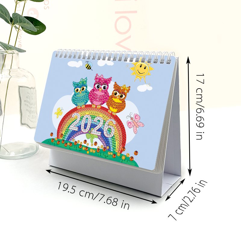 2026 Diamond Painting Bureaukalender - Uilen Editie