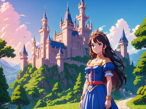 Anime Prinses bij kasteel