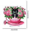 Diamond Painting Ornament - Zwarte Kat in Kopje