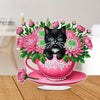 Diamond Painting Ornament - Zwarte Kat in Kopje