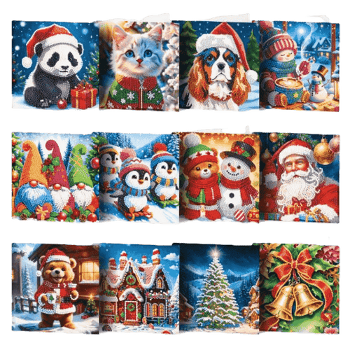 12 Kerstkaarten - Vrolijke Kerst set