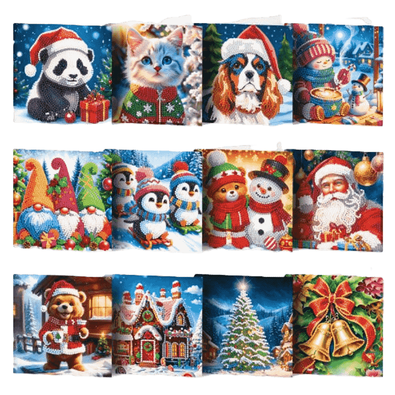 12 Kerstkaarten - Vrolijke Kerst set