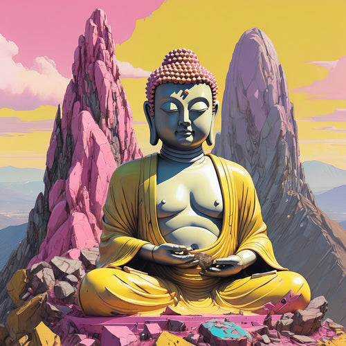 Kleurrijke Boeddha in de bergen