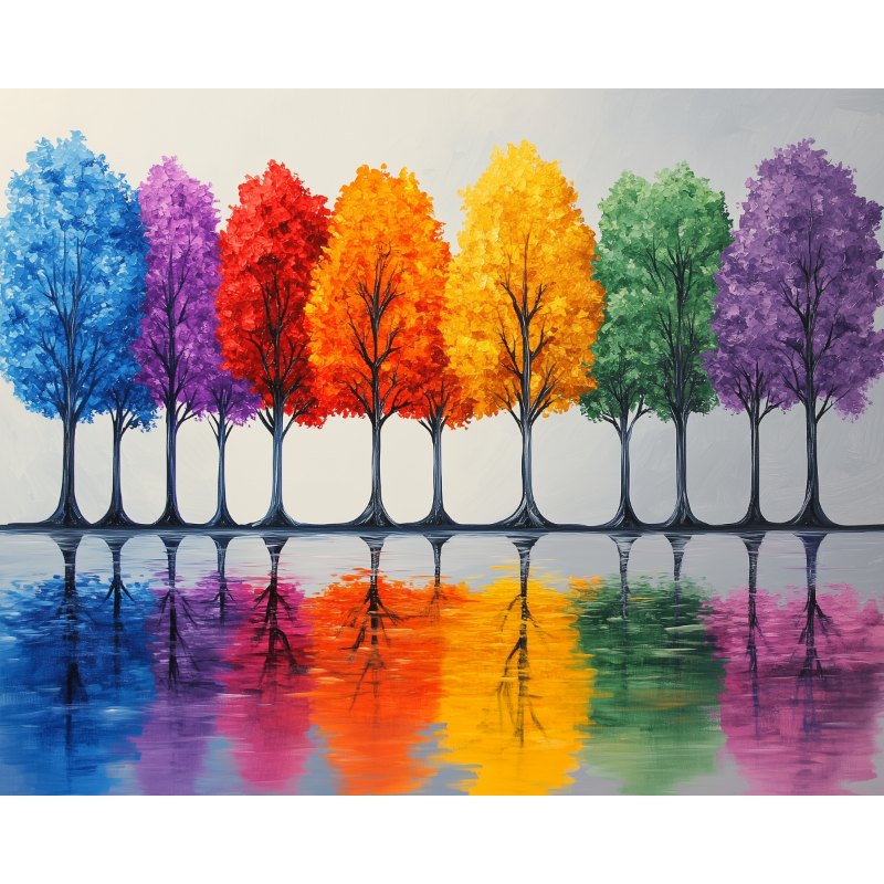 Kleurrijke bomen reflectie | Myth Of Asia