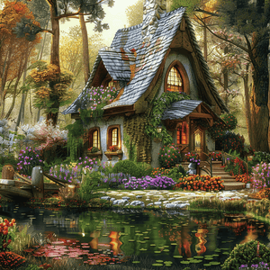 Fantasie huisje in het bos
