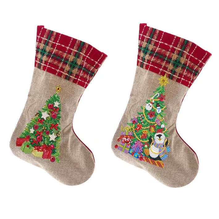 Diamond Painting Kerstsokken - Kerstboom Set