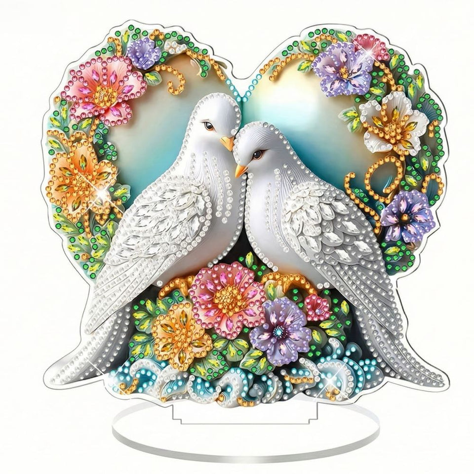 Diamond Painting Ornament - Witte Duiven-Diamond Painting