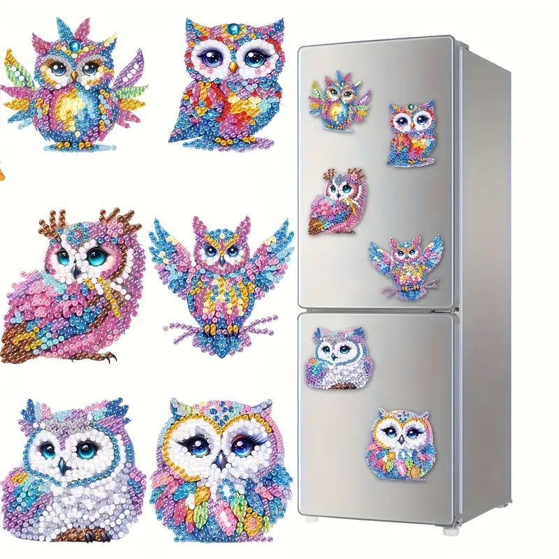 Diamond Painting Magneten - Set van 6 uilen