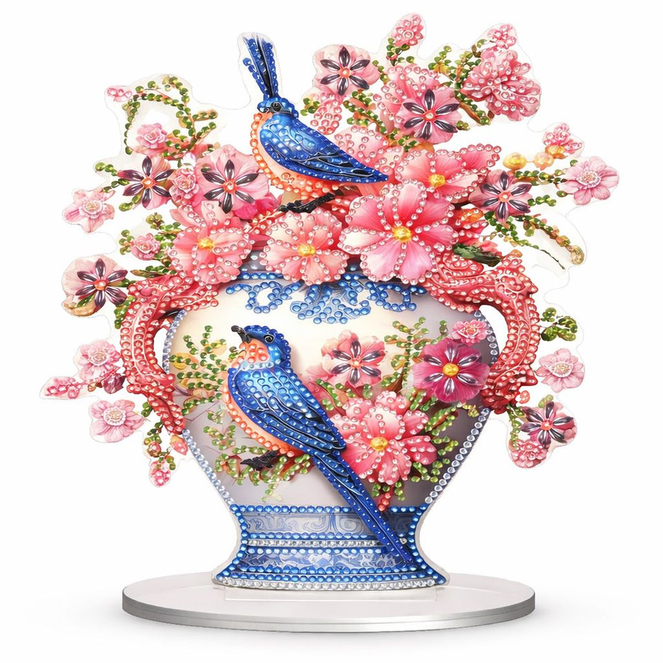 Diamond Painting Ornament - Vogels in Bloemenvaas