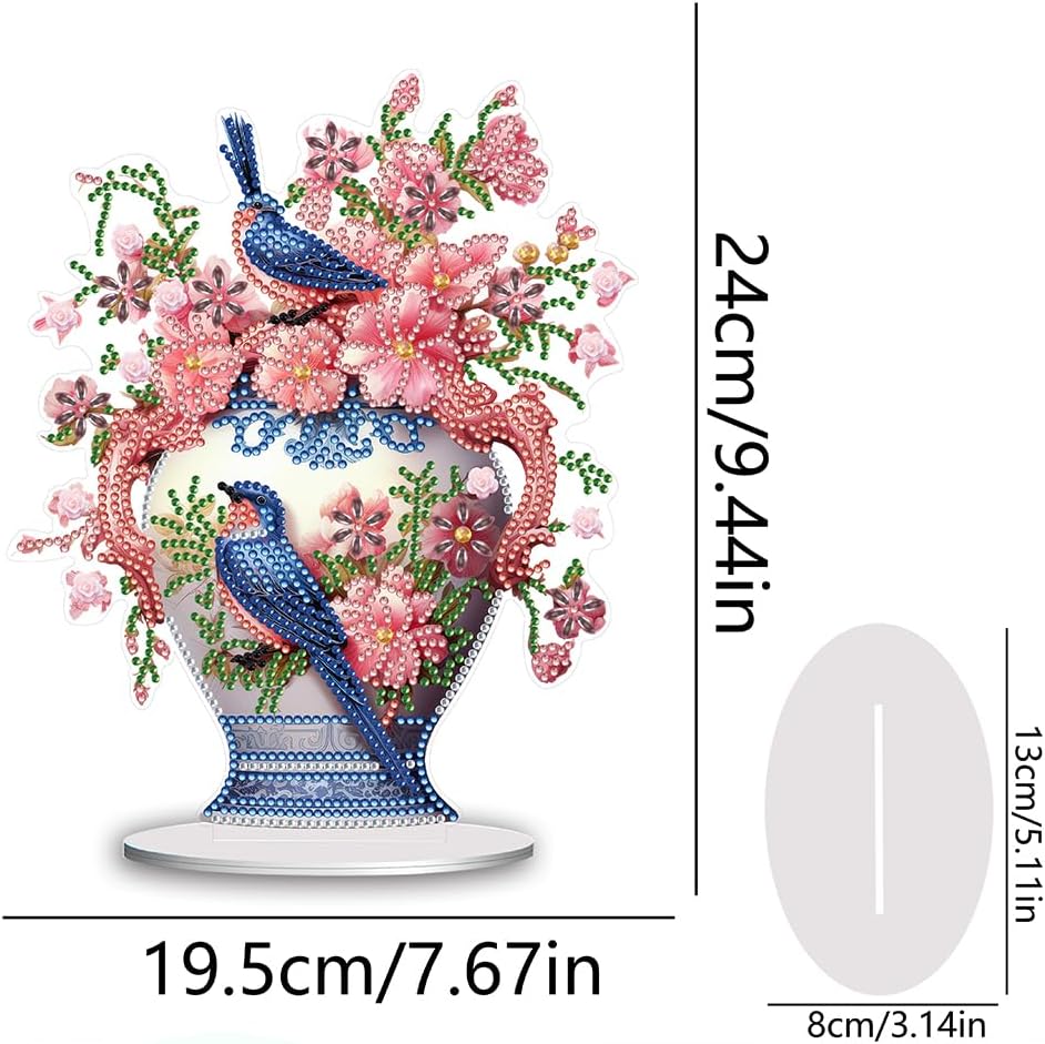 Diamond Painting Ornament - Vogels in Bloemenvaas Formaat