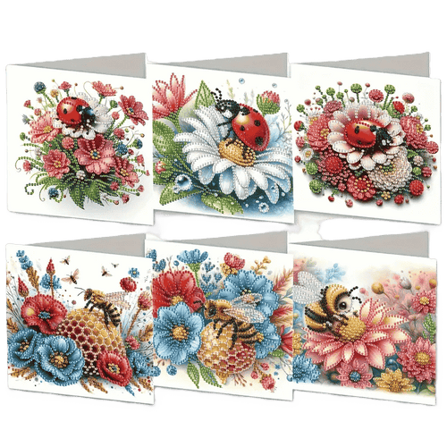 Wenskaarten - Bloemen & Insecten | 6 Stuks