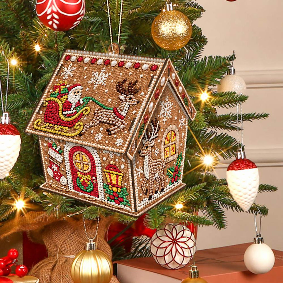 Diamond Painting Kersthuis – De slee van de Kerstman