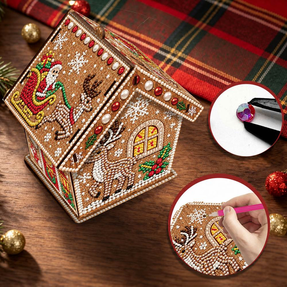 Diamond Painting Kersthuis – De slee van de Kerstman