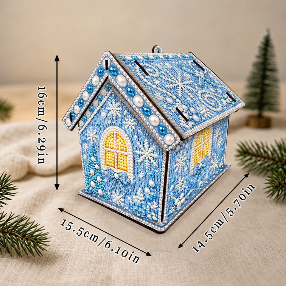 Diamond Painting Kersthuis – Wintersneeuwvlokken