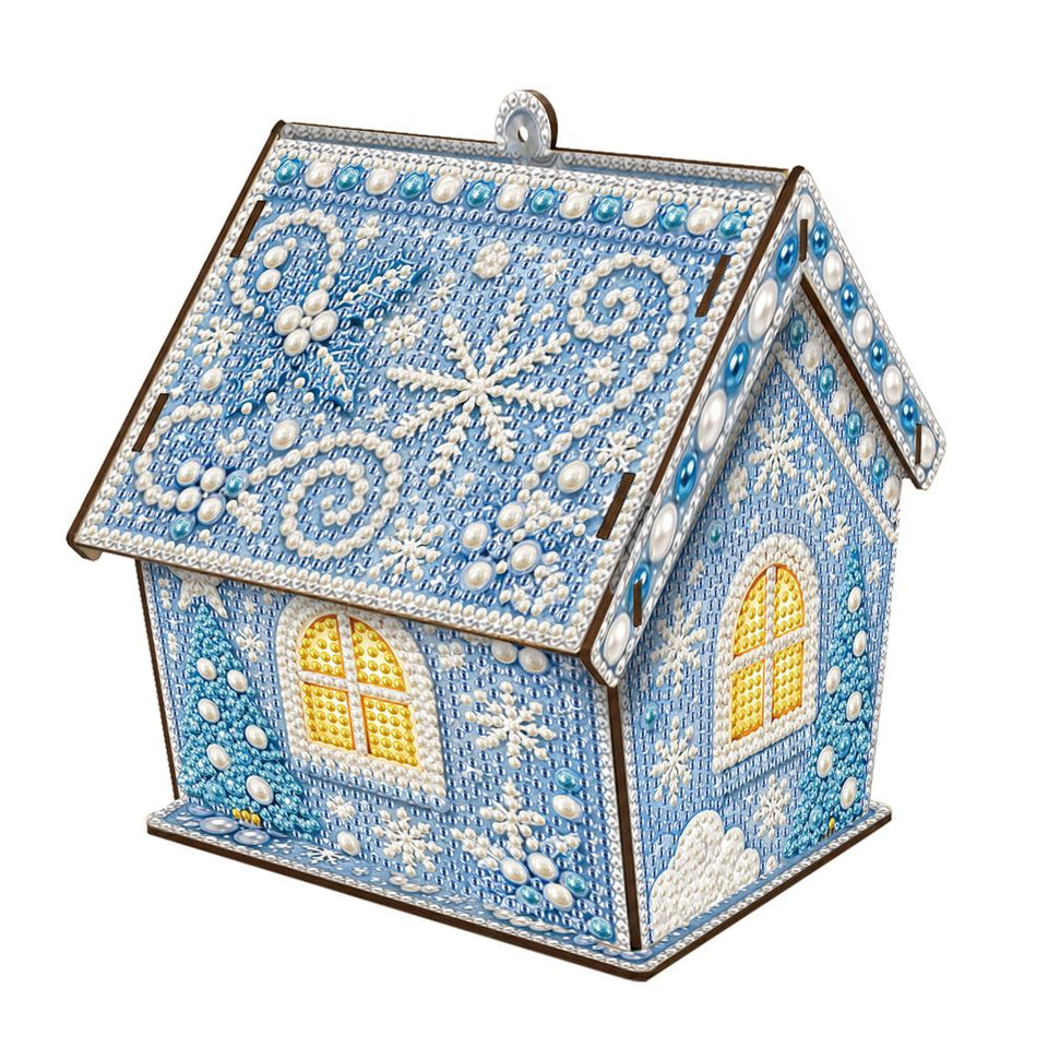 Diamond Painting Kersthuis – Wintersneeuwvlokken